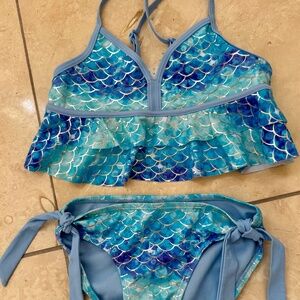 JUSTICE Mermaid Like New turquoise blue girls Bikini size 8
